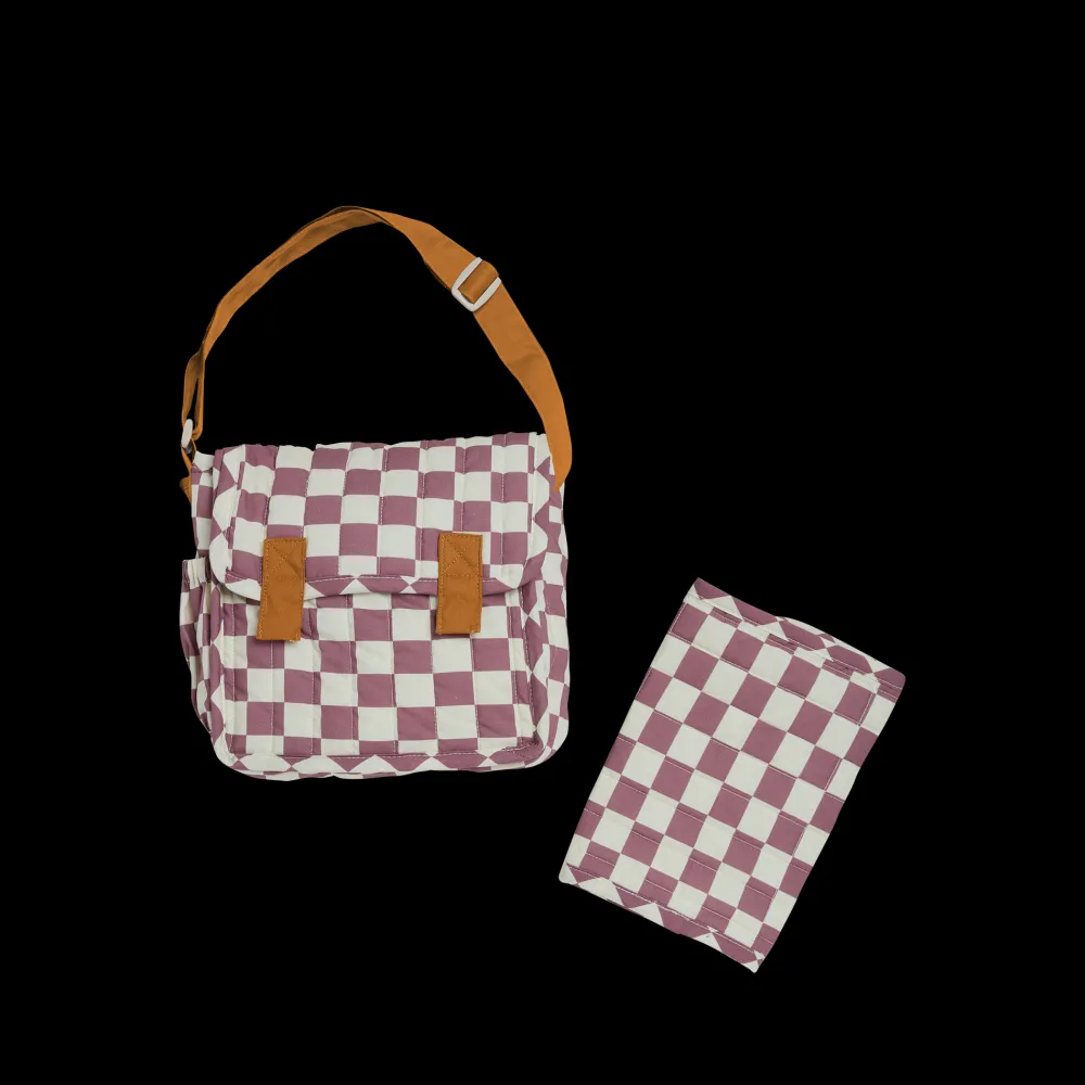 Olli Ella Carrie Convertible Changing Set - Plum Check New