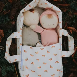 Olli Ella Dinkum Dolls Carry Cot - Rainbow Print Hot