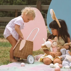 Olli Ella Rattan Bunny Luggy with Lining - Gumdrop Clearance