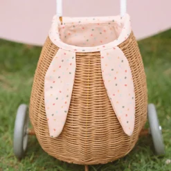 Olli Ella Rattan Bunny Luggy with Lining - Gumdrop Clearance