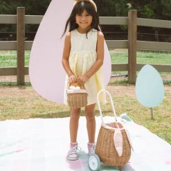 Olli Ella Rattan Bunny Luggy with Lining - Gumdrop Clearance