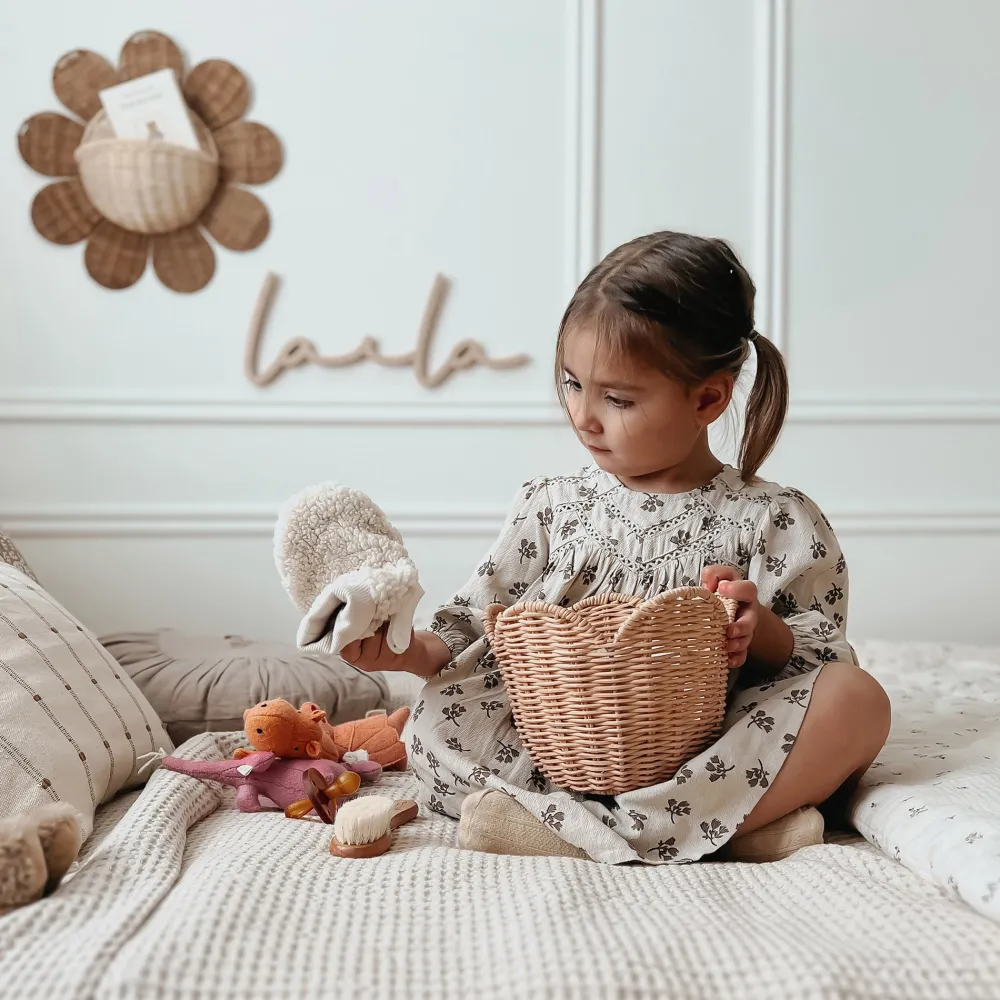 Olli Ella Rattan Lily Basket Set - Seashell Pink