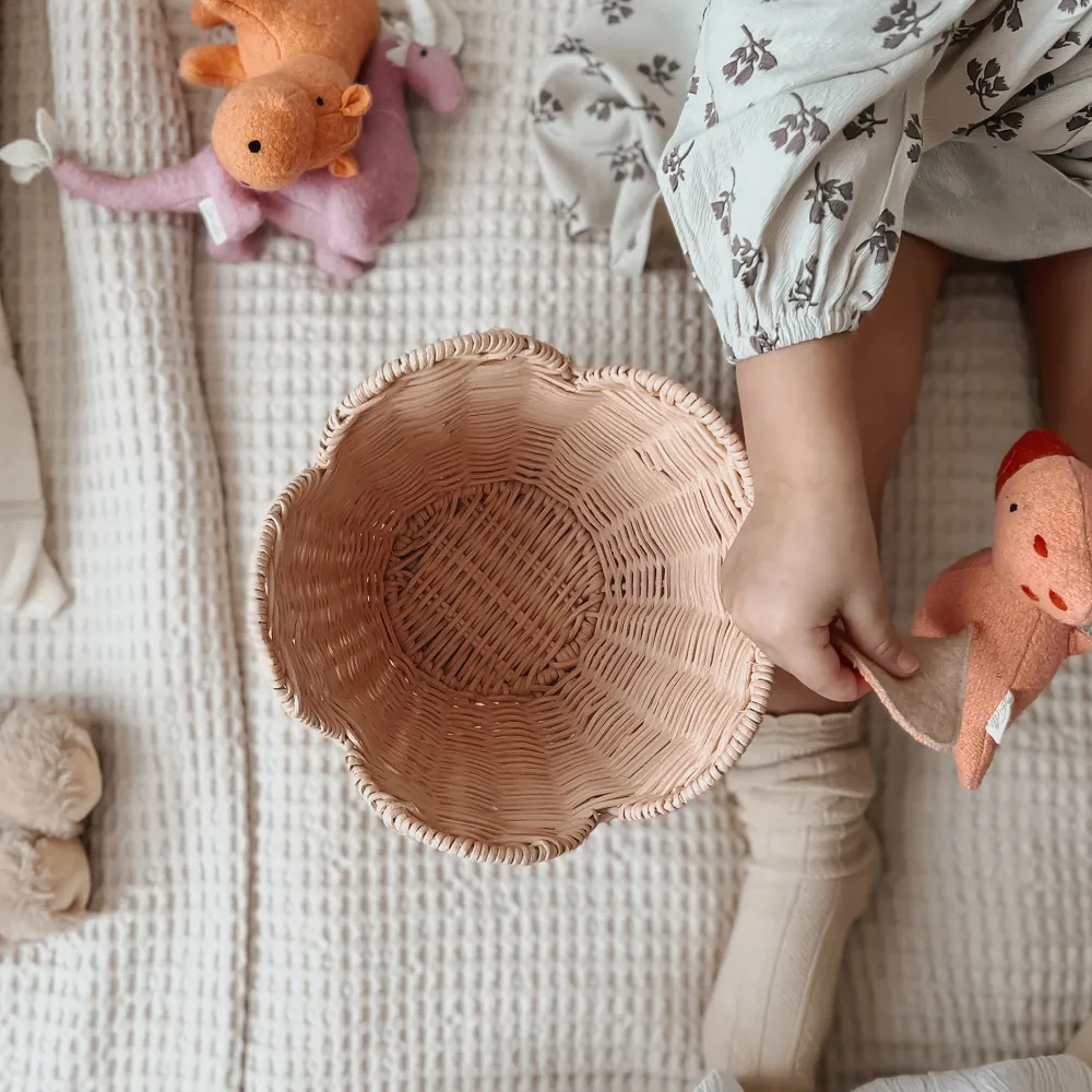 Olli Ella Rattan Lily Basket Set - Seashell Pink