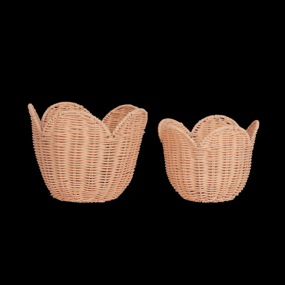 Olli Ella Rattan Lily Basket Set - Seashell Pink