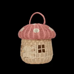 Olli Ella Rattan Mushroom Basket - Musk New