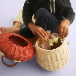 Olli Ella Rattan Mushroom Basket - Red Discount