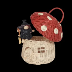 Olli Ella Rattan Mushroom Basket - Red Discount