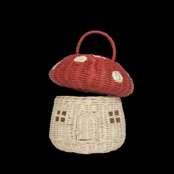 Olli Ella Rattan Mushroom Basket - Red Discount