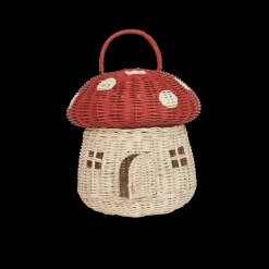 Olli Ella Rattan Mushroom Basket - Red Discount