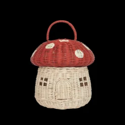 Olli Ella Rattan Mushroom Basket - Red Discount