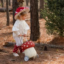 Olli Ella Rattan Mushroom Luggy - Red Clearance