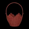 Olli Ella Rattan Poinsettia Carry Basket - Red