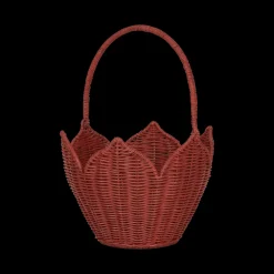 Olli Ella Rattan Poinsettia Carry Basket - Red