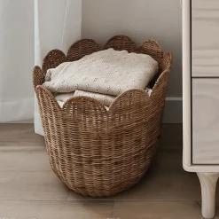 Olli Ella Rattan Tulip Basket - Natural Online