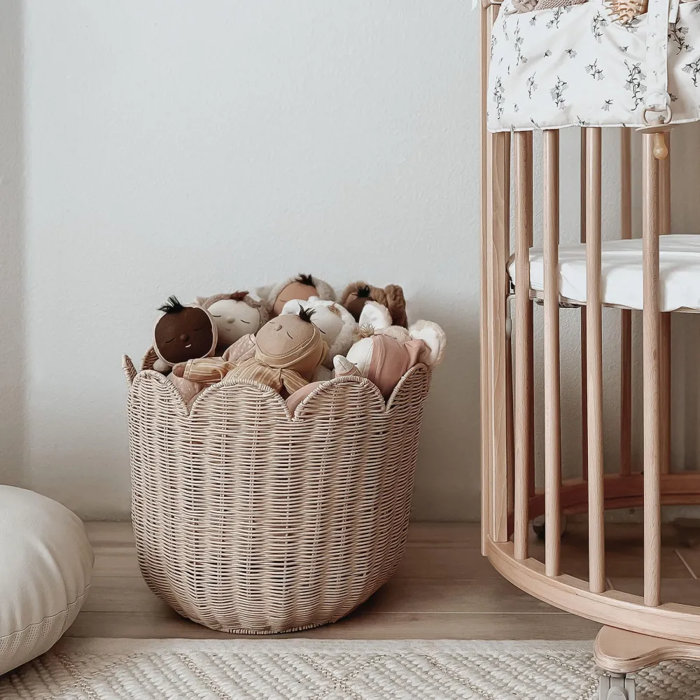 Olli Ella Rattan Tulip Basket - Nude Discount