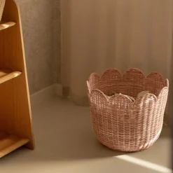 Olli Ella Rattan Tulip Basket - Seashell Pink Sale
