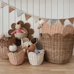Olli Ella Rattan Tulip Basket - Seashell Pink Sale