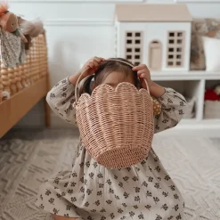 Olli Ella Rattan Tulip Carry Basket - Seashell Pink Online