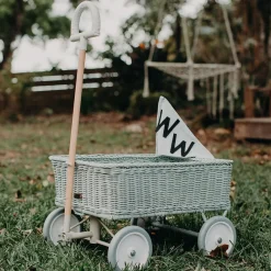 Olli Ella Rattan Wonder Wagon - Vintage Blue Clearance