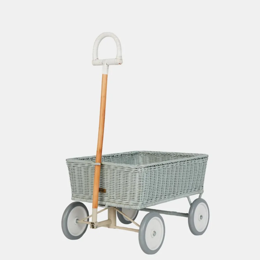 Olli Ella Rattan Wonder Wagon - Vintage Blue Clearance