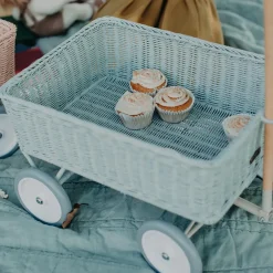 Olli Ella Rattan Wonder Wagon - Vintage Blue Clearance