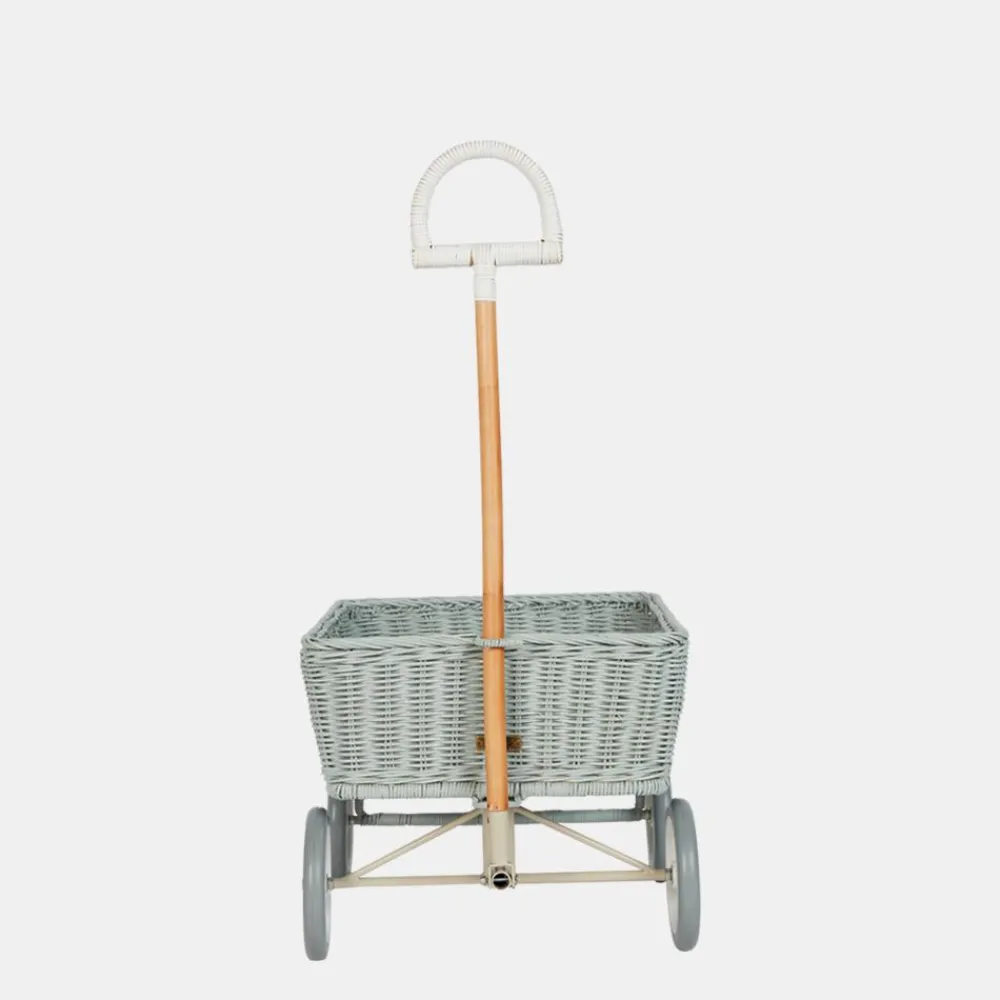 Olli Ella Rattan Wonder Wagon - Vintage Blue Clearance