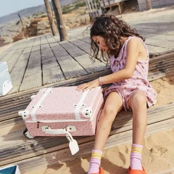 Olli Ella See-Ya Suitcase - Pink Daisies Clearance